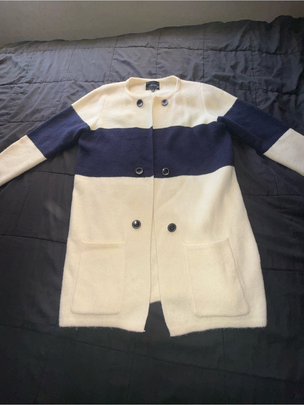 La Fée Verte Cream Knit Cardigan with Contrast Buttons - Picture 1 of 5